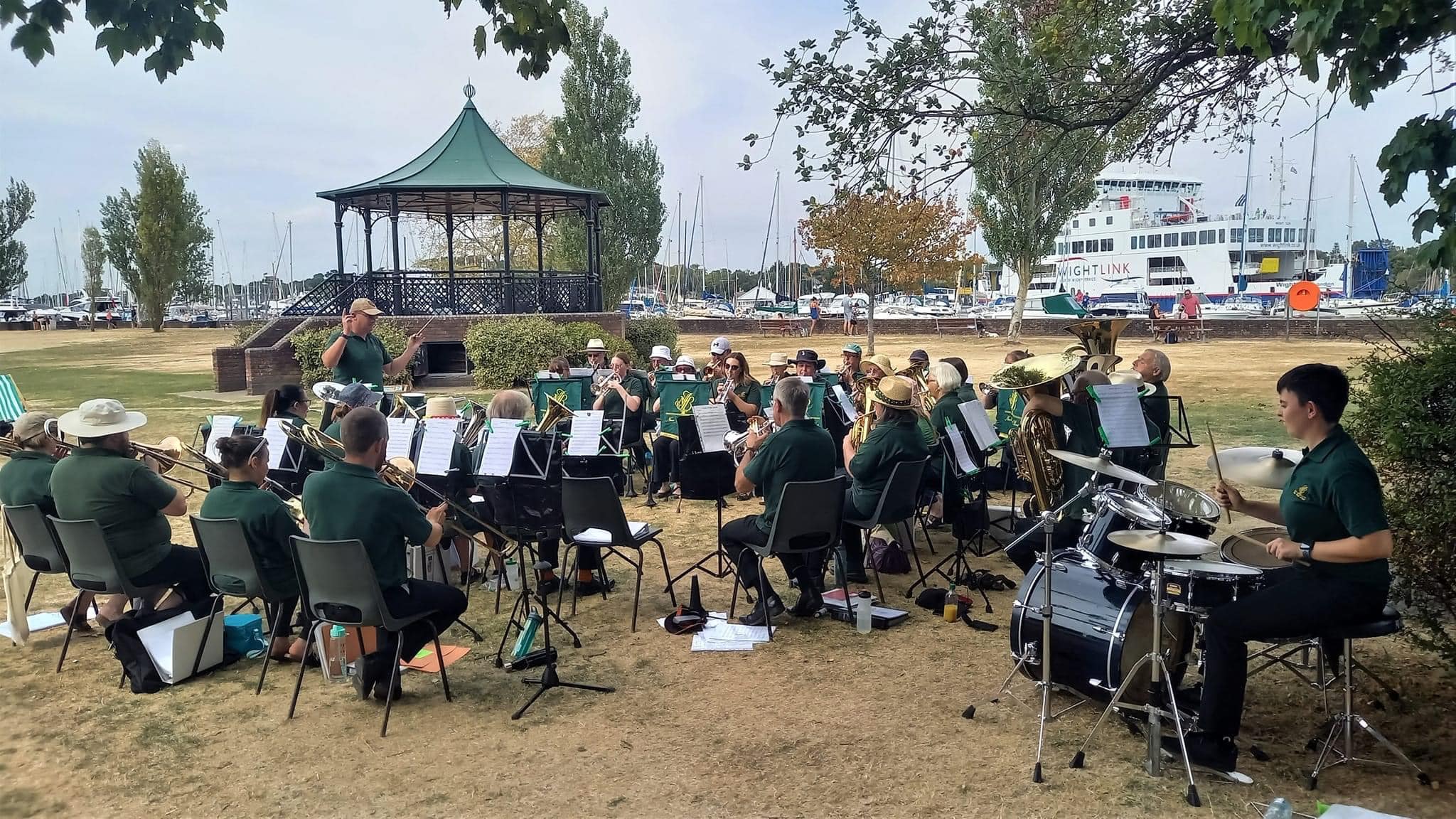 New Forest Brass Community Band playing at Lymington Bandstand